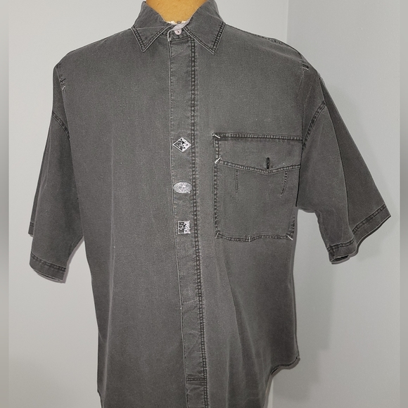 Vintage OP Charcoal button-down surfer shirt. Sz L - Picture 1 of 13